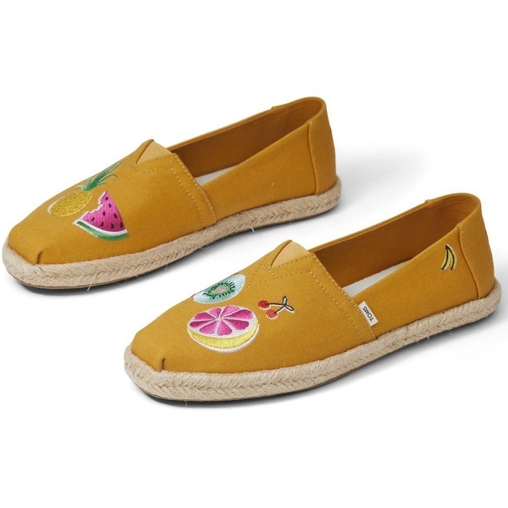 Toms Spice Gold Embroidery Fruit Salad Classics Alpargatas Espadrille Shoes EUC